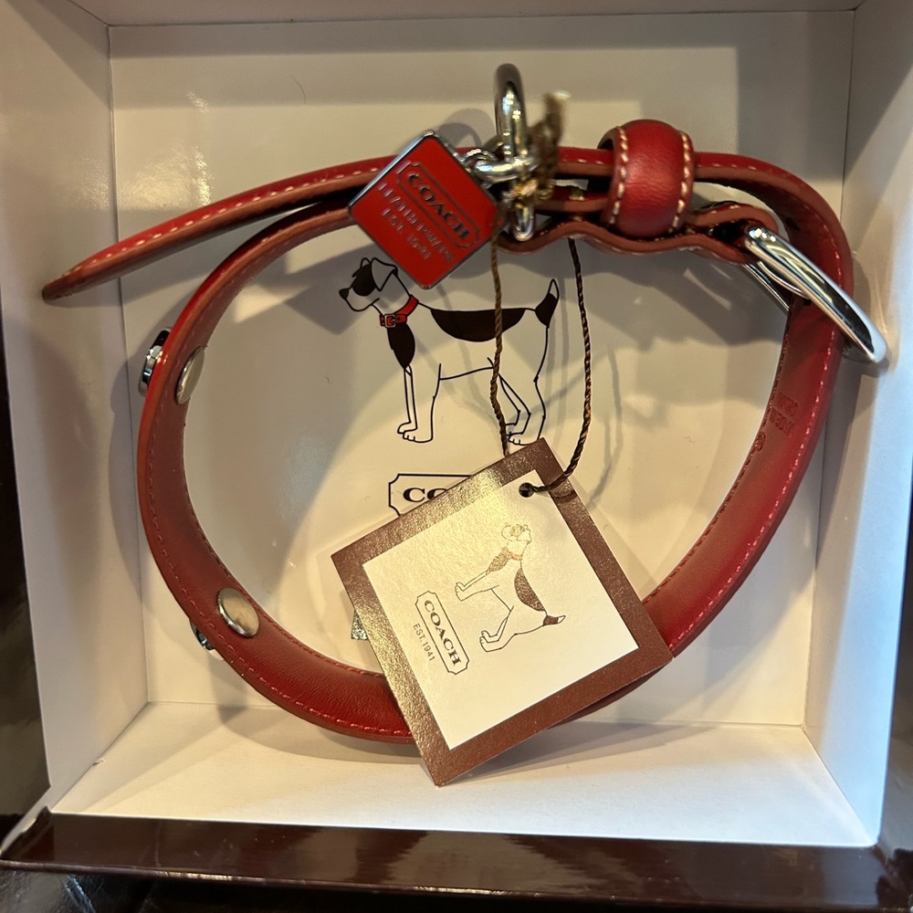Coach small leather charm dog collar